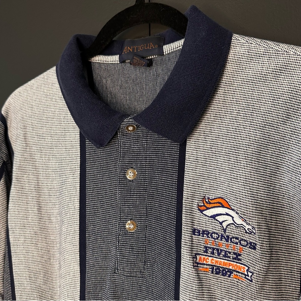 Vintage Broncos Polo 1997 5x AFC Champions Embroidered Shirt Size Medium